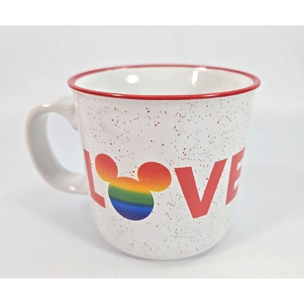 Disney Rainbow LOVE Mug 20oz Ceramic Pride Collection Mickey Mouse Design